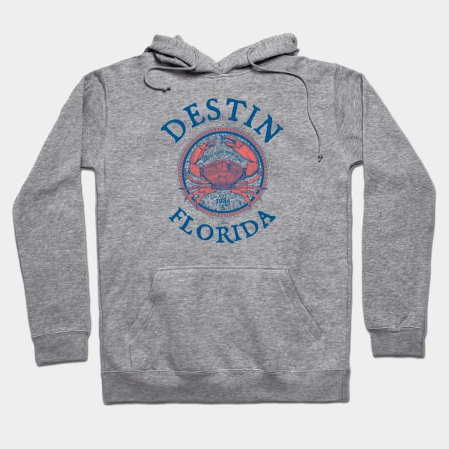 Destin, Florida, with Stone Crab on Wind Rose Hoodie by jcombs